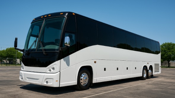 Exterior of Charter Bus Company Broomfield's 56 Passenger Charter Bus in Broomfield