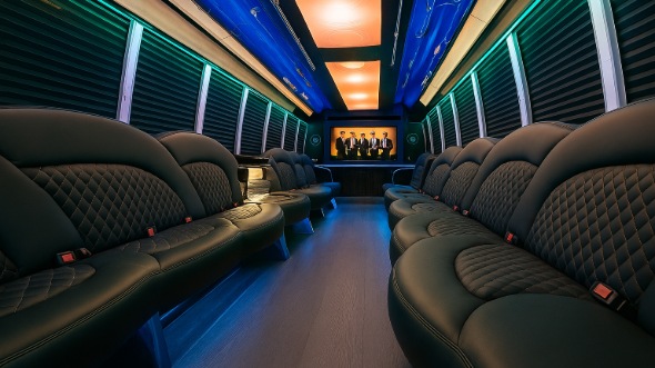 Interior of Charter Bus Company Broomfield's Party Bus in Broomfield